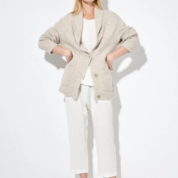 RAQUEL ALLEGRA DUSTY ROSE PINK   EYE EMBROIDERED ALPACA CARDIGAN 1 OR S - Picture 2 of 13